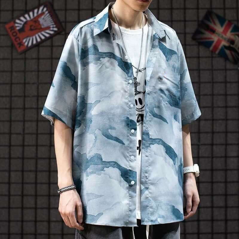 Áo Sơ Mi Tay Ngắn Unisex Cổ Bẻ Phông Cách Hàn Quốc Freesize