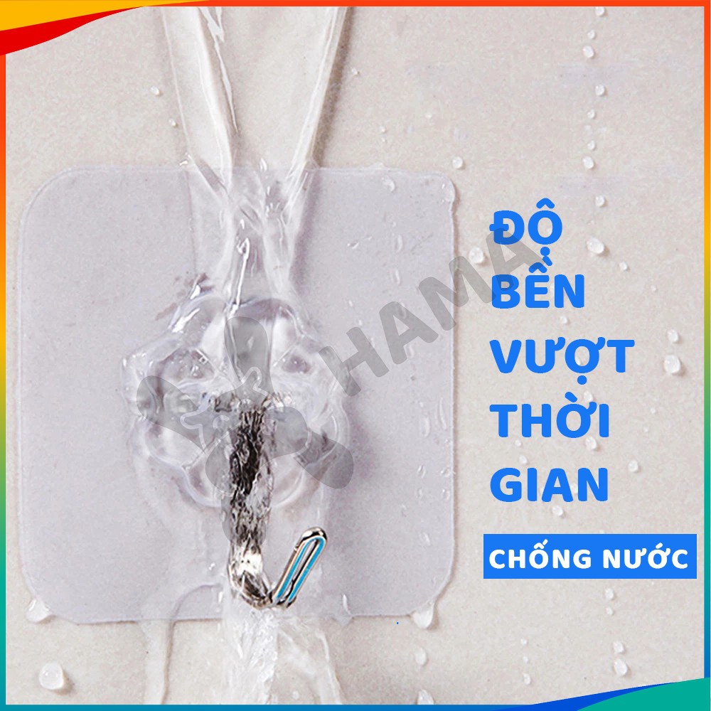 Móc dán tường chịu lực HAMA, siêu dính, siêu chắc, trong suốt, 60❌60 mm | GD_MT_001