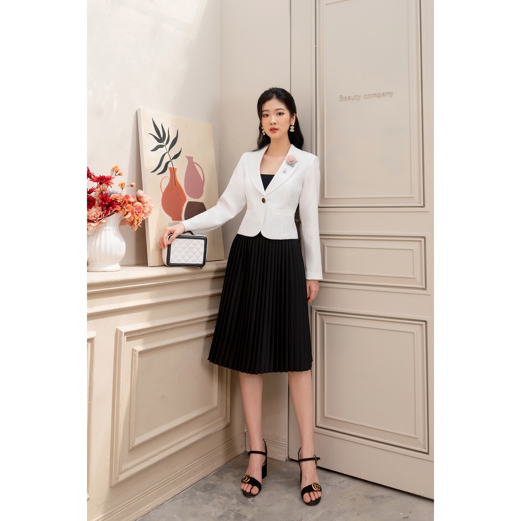 Áo vest dáng lửng công sở nữ họa tiết hoa BVE616