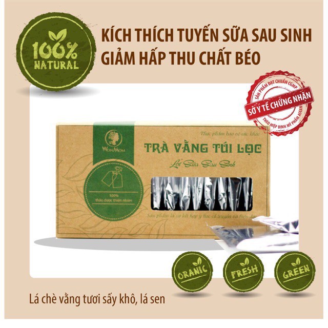 Trà Vằng Túi Lọc Lợi Sữa - Giảm Mỡ Bụng Wonmom