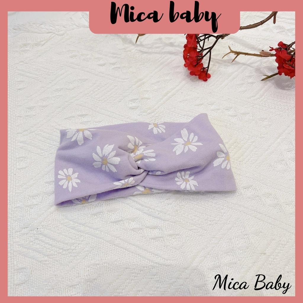 Mũ nón turban chất cotton thắt nơ hoa tím đáng yêu cho bé gái 6-10kg Mica baby MTB66