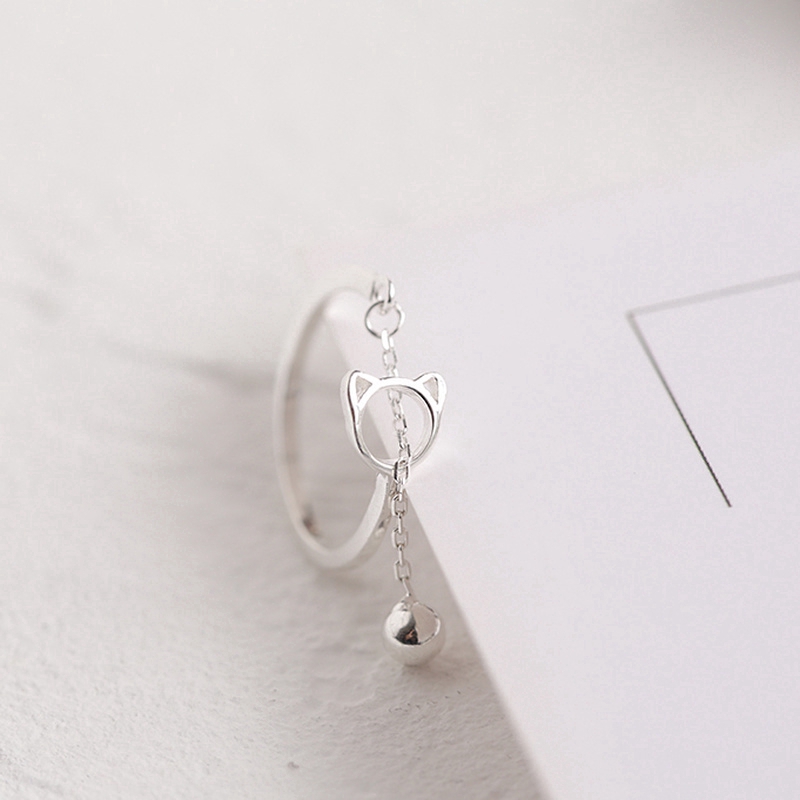 Nhẫn bạc thiết kế mặt mèo đáng yêu phong cách Hàn Quốc cho nữ | BigBuy360 - bigbuy360.vn