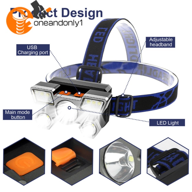 Đèn Led Đeo Đầu Siêu Sáng 4 Chế Độ Tùy Chỉnh Kèm Sạc Usb Tiện Dụng Chất Lượng Cao