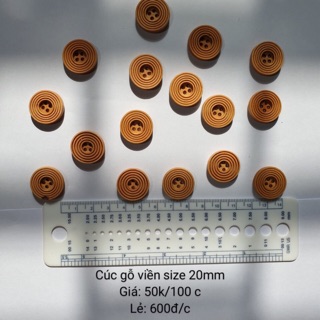 Cúc gỗ viền size 20mm (túi 100 cái)