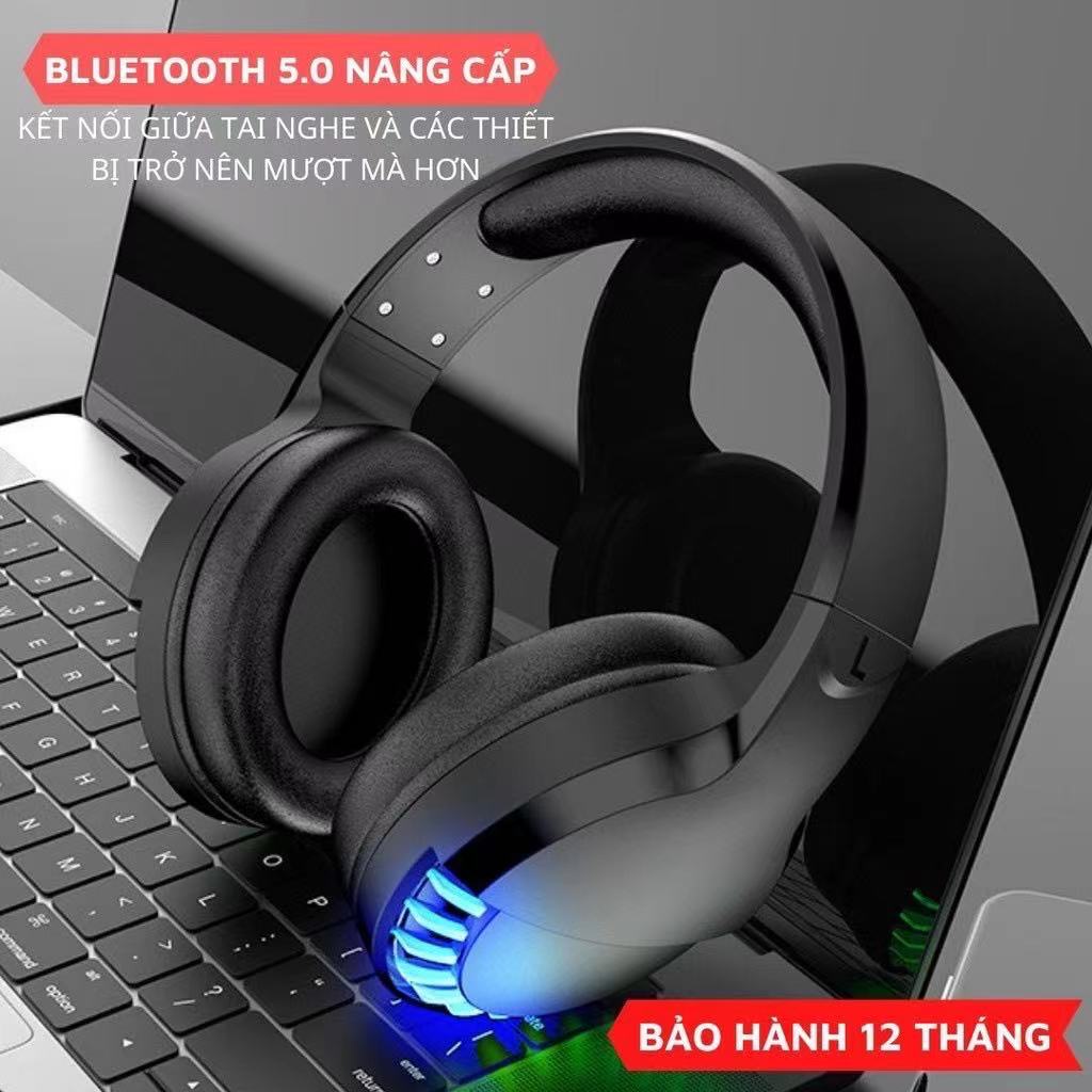 Tai nghe SH33 Super Bass - Bluetooth headphone gaming đèn led đổi màu RGB cho điện thoại máy tính pc laptop