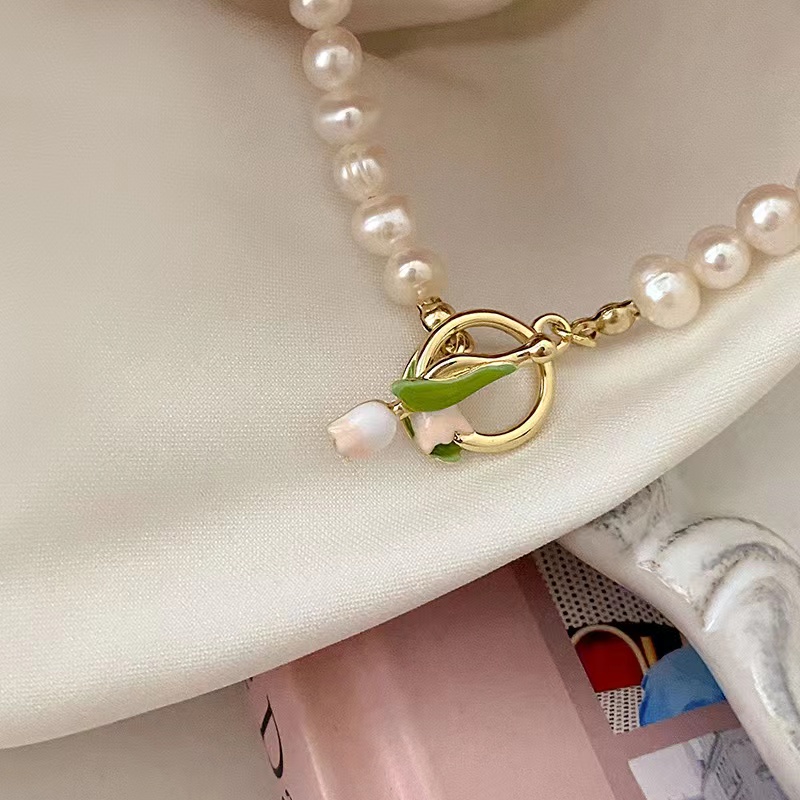 ✨✨Vòng Tay Hoa Tulip Đính Ngọc Trai Giả Cao Cấp Sang Trọng Cho Nữ