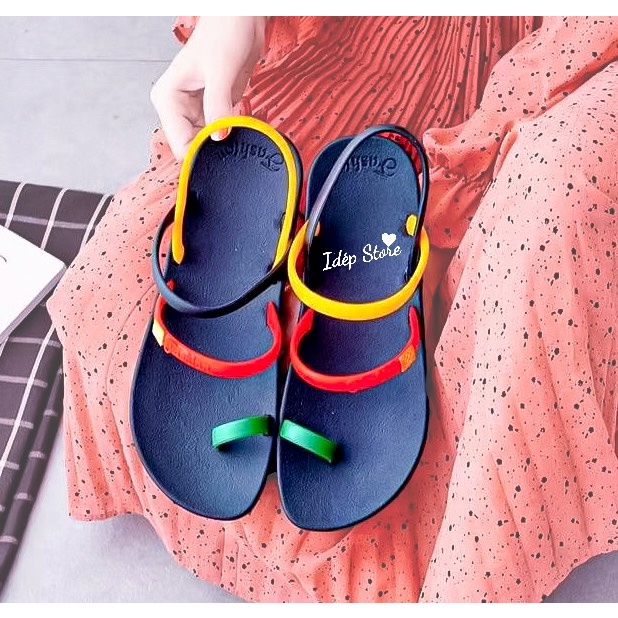 Giày sandal nữ xỏ ngón 2 quai G063, nhựa cao su đi mưa, đi học chống trơn siêu bền Maipy