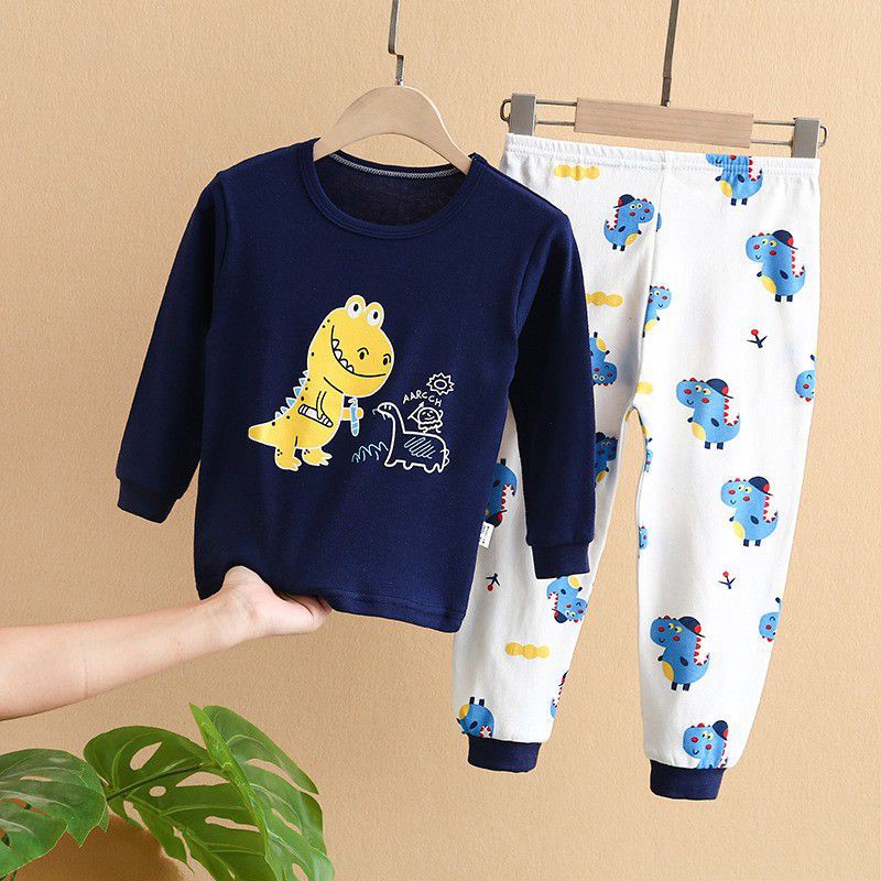 Bộ Đồ Ngủ Vải Cotton In Hoạt Hình Dễ Thương Thời Trang Mùa Đông Cho Bé