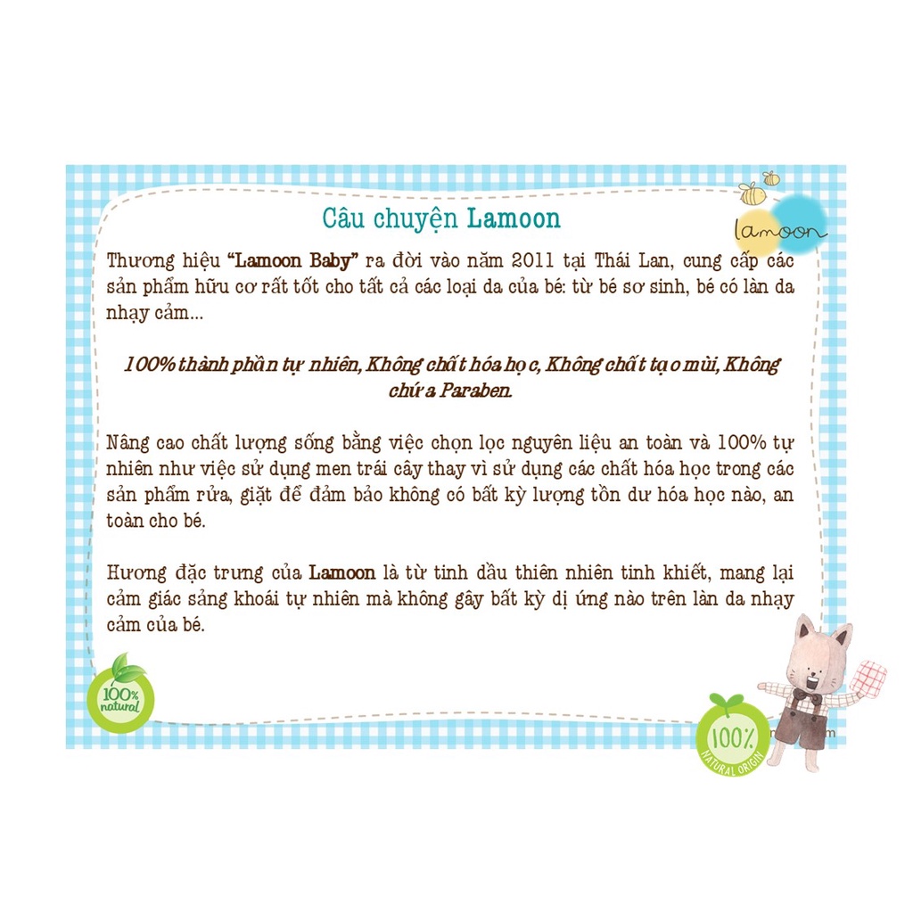 Nước rửa rau củ quả Organic cho bé Lamoon - Túi Refill 400ml