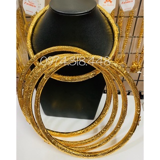 Kiềng cổ cưới chạm rồng phụng dát vàng 24 cao cấp