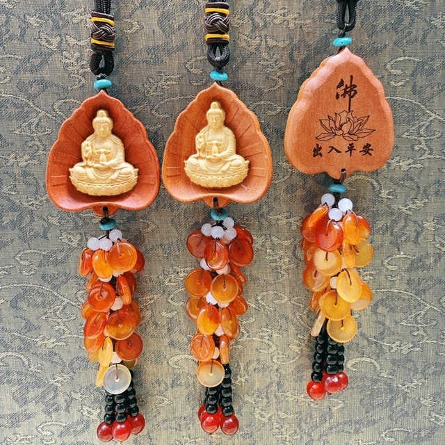 Dây Treo Xe Quan Âm Phong Thủy Gỗ Hoàng Nam - Khánh Treo Xe Cầu Bình An