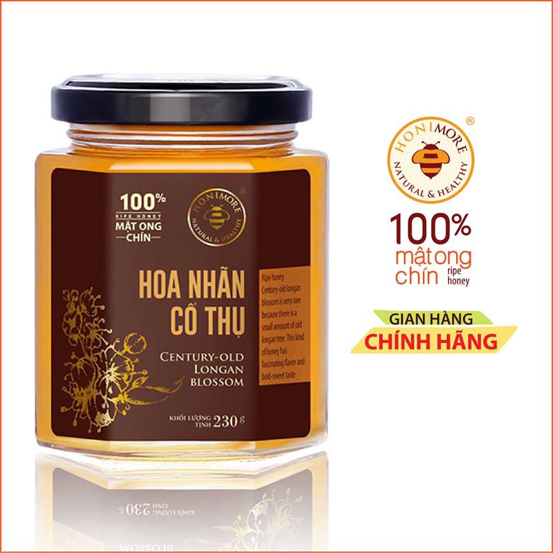 Mật ong nguyên chất Honimore Hoa Nhãn Cổ Thụ 230g - 100% mật ong rừng, mật ong cao cấp