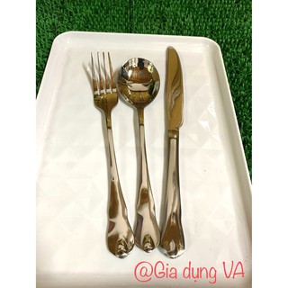 THÌA, DĨA, DAO INOX ĂN CƠM, CHÁO, SÚP, BÍT TẾT CÁN DÀI CÓ HỌA TIẾT SANG TRỌNG