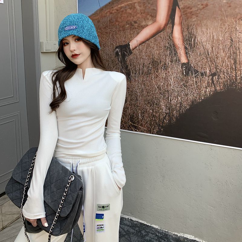 Áo Kiểu Tay Dài Cổ Lọ Có Mút Đệm Thời Trang Mùa Đông Cho Nữ