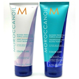 Dầu gội xả khử sắc tố vàng Moroccanoil Blonde Perfecting Purple 200mlx2