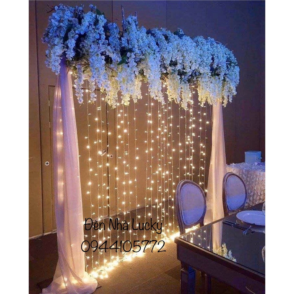 Đèn Led Rèm Mưa Rơi 3mx3m - Đèn Thả Mành Nhấp Nháy có Remote Trang trí quán cafe, tiệc cưới, sân vườn lung linh