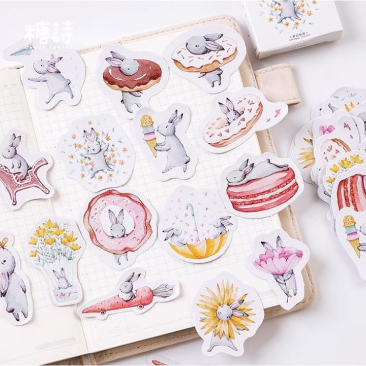 Bộ 45 Sticker Thỏ Cà Rốt E77