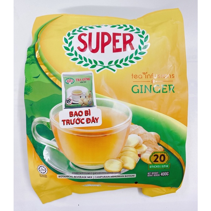 [Mã GROSALE giảm 10% đơn 150K] TRÀ GỪNG HÒA TAN SUPER 400G (20 GÓI)