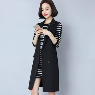๑☢Áo khoác ghi lê nữ dáng dài giữa mùa xuân và thu 2020 vest không tay kiểu mới mỏng nhẹ thời trang phong cách