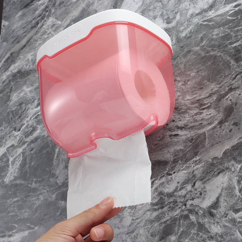 Hộp đựng khăn giấy từ nhựa trong suốt gắn tường nhà tắm/ nhà vệ sinh nhiều màu chống nước hiện đại đa năng