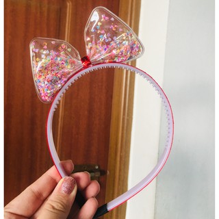 🍀Cài tóc nơ lệch đỏ đính kim sa cho bé phong cách hàn quốc - cài tóc cho bé gái🍀🍀🍀
