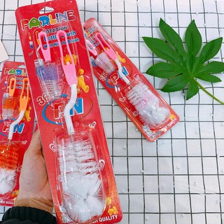 [Tặng kèm Cọ Núm Vú]Cọ Bình Sữa,Cọ Rửa Bình Sữa Farline Xoay 360 Độ.