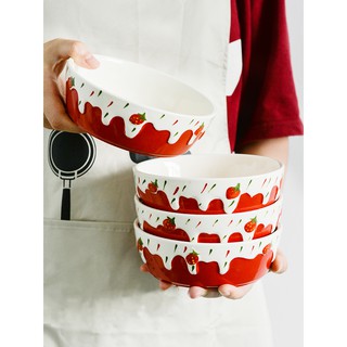 Tô Đựng Salad Họa Tiết Dâu Tây Xinh Xắn