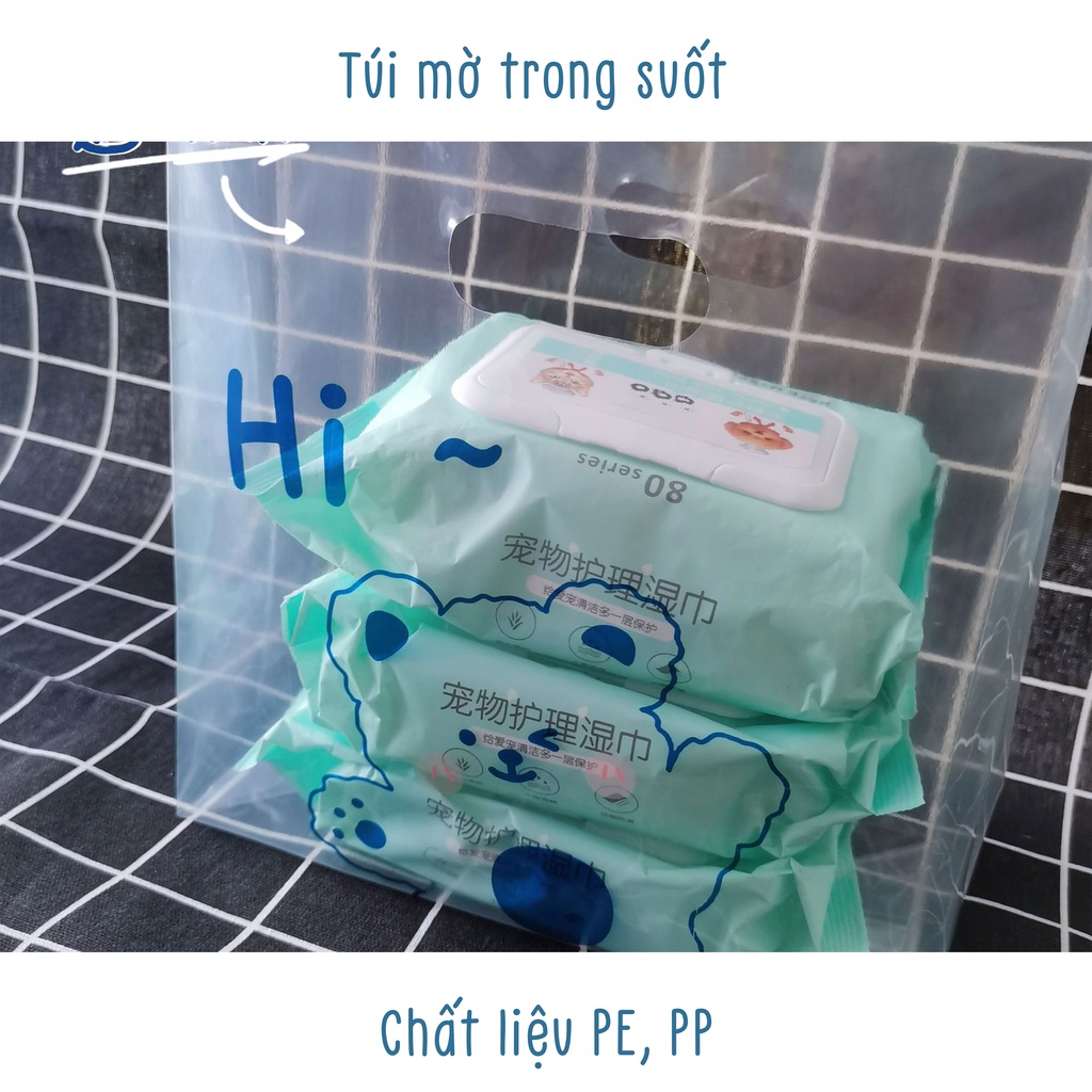 Set 100 túi nilon PE trong suốt hình gấu DABU dễ thương size 30x20cm