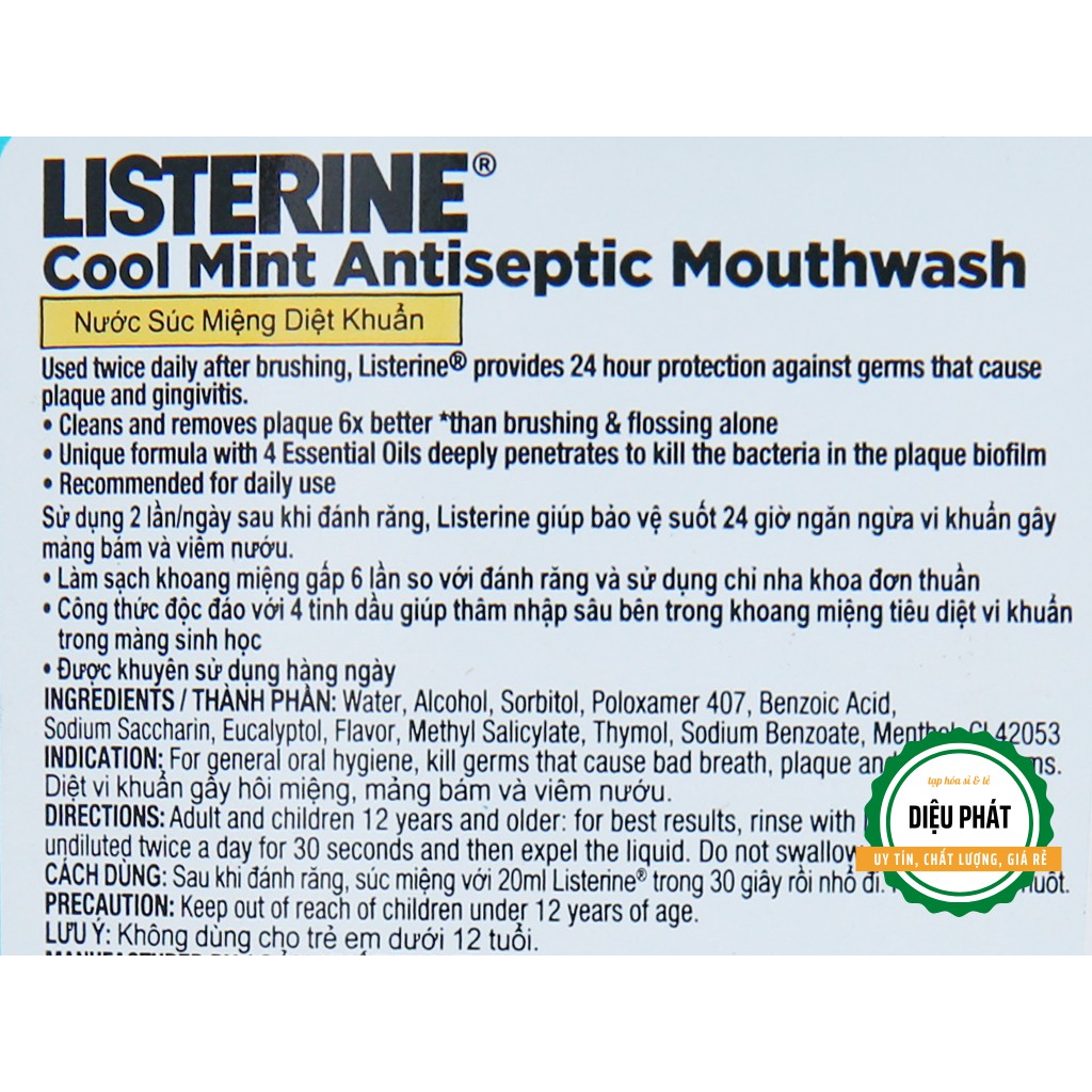 ⚡️ Nước Súc Miệng Listerine Cool Mint 250ml