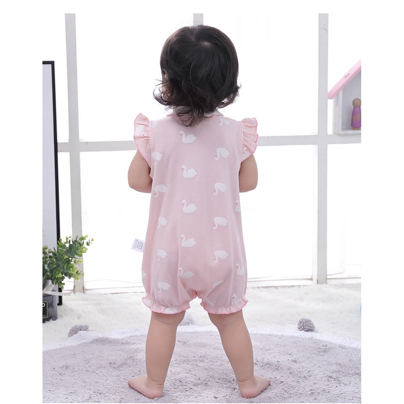 Bộ Áo Liền Quần Bằng Cotton Tay Ngắn Thời Trang Mùa Hè Cho Bé Gái Sơ Sinh 2172