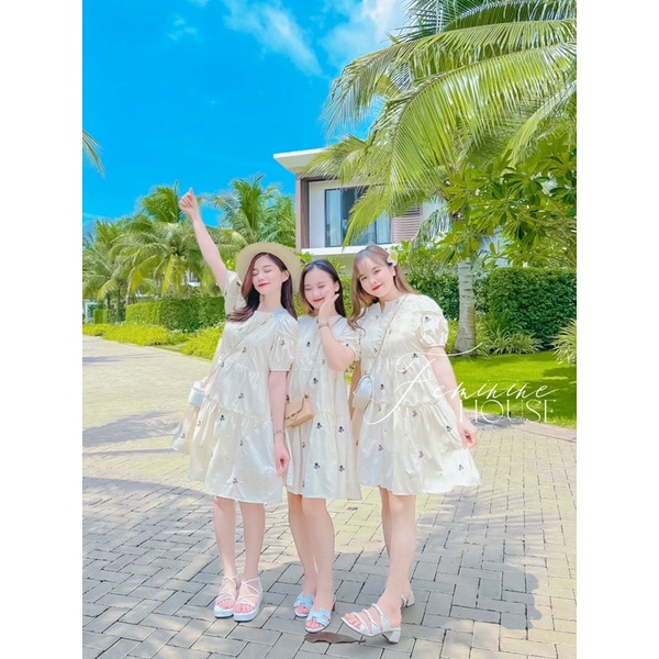 Đầm Suông Hoa Thêu xinh xắn, váy suông diện hè, váy suông đi làm đi chơi