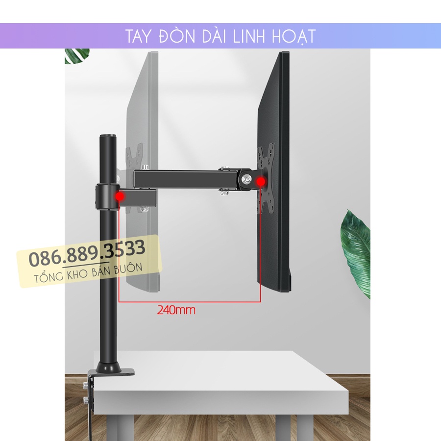 Giá treo màn hình ErgoTek XL03 / HW701 17 - 32 inch - Tay Đỡ Màn Hình Kẹp thành bàn - Arm Monitor