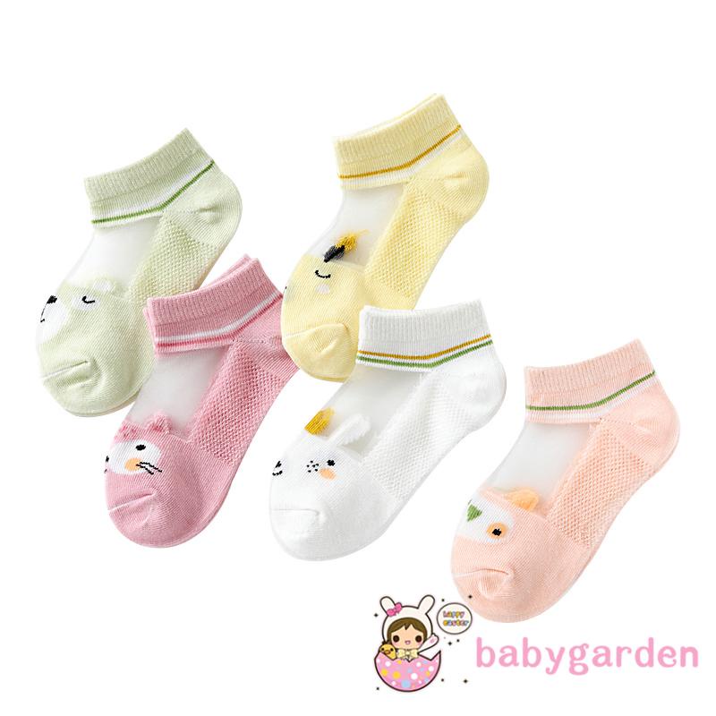 Bộ 5 đôi vớ cổ ngắn thoáng khí in họa tiết hoạt hình thời trang mùa hè cho bé 1-12 tuổi