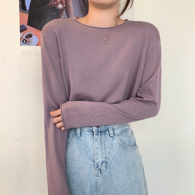 Áo Dệt Kim Tay Dài Cổ Tròn Nhiều Màu Sắc Phong Cách Thời Trang 45485