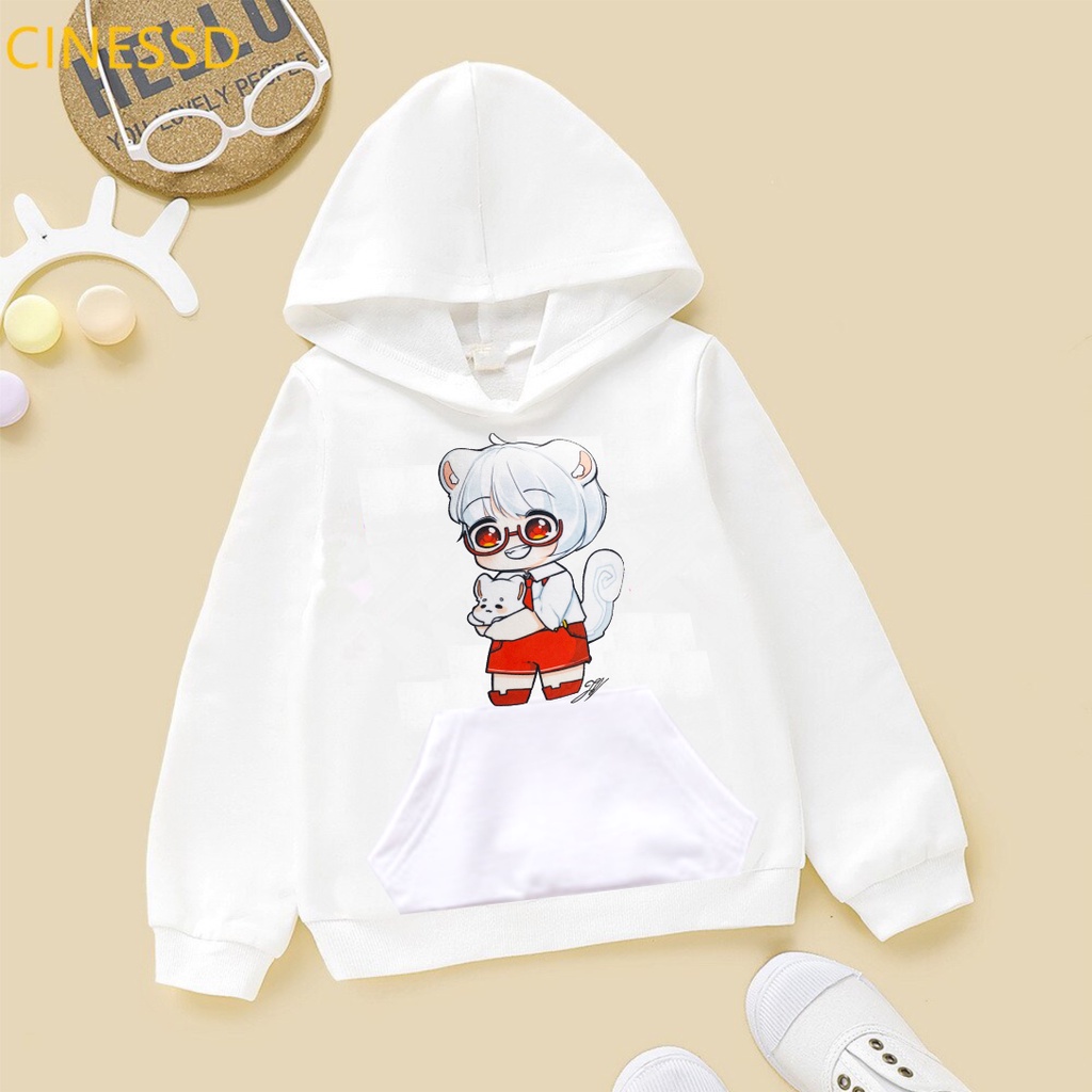 Áo Hoodie màu trắng in hình hero team cực chất đủ size cho bé trai bé gái