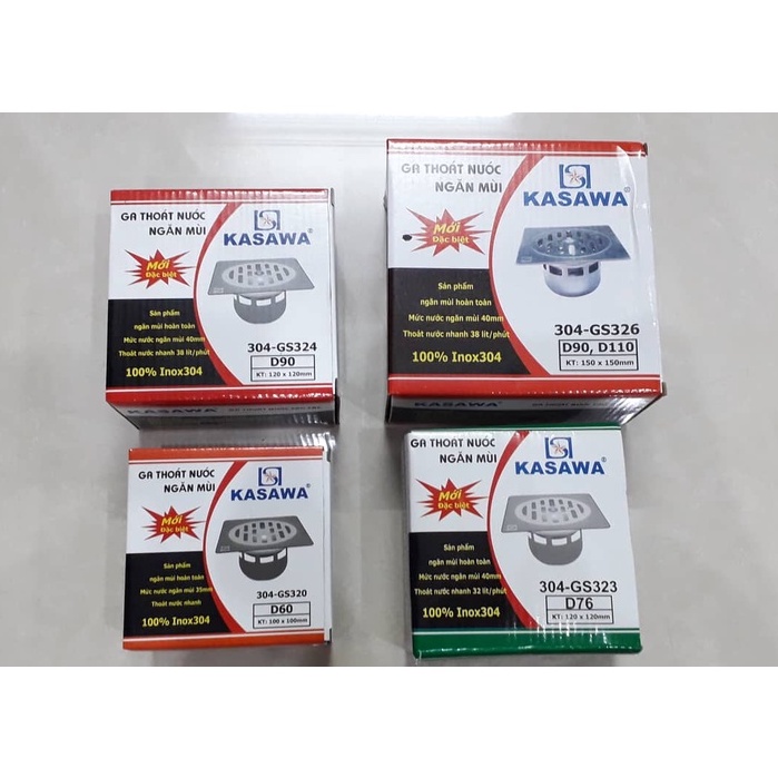 GA THOÁT SÀN NHÀ TẮM NGĂN MÙI CỐC SÂU INOX 304 KASAWA ĐEN GS320, GS323, GS324, GS326