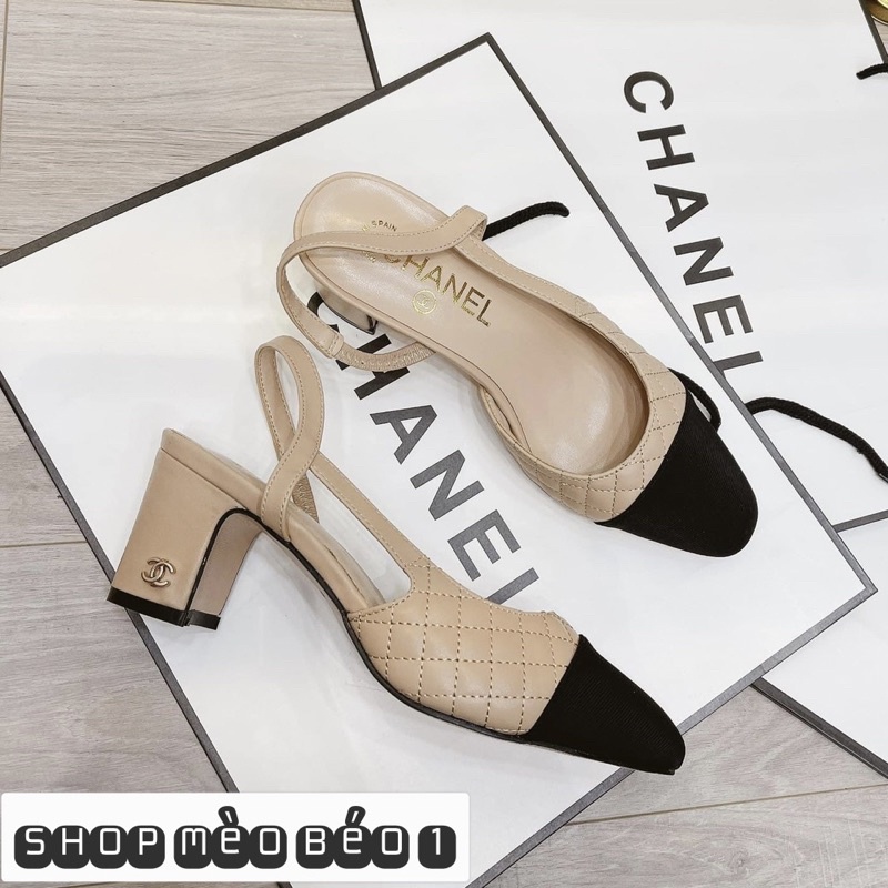 Sandal trần chỉ quai sau gót trụ fullbox