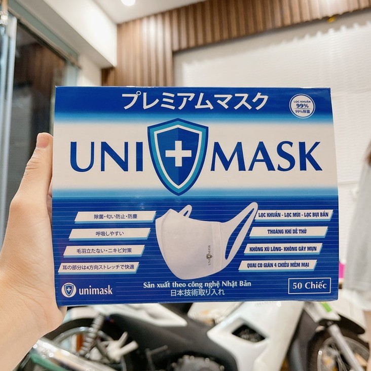 [Hộp 50c] Khẩu Trang 3D UNI Mask Chính Hãng Công Ty Kháng Khuẩn Vải Định Lượng Cao