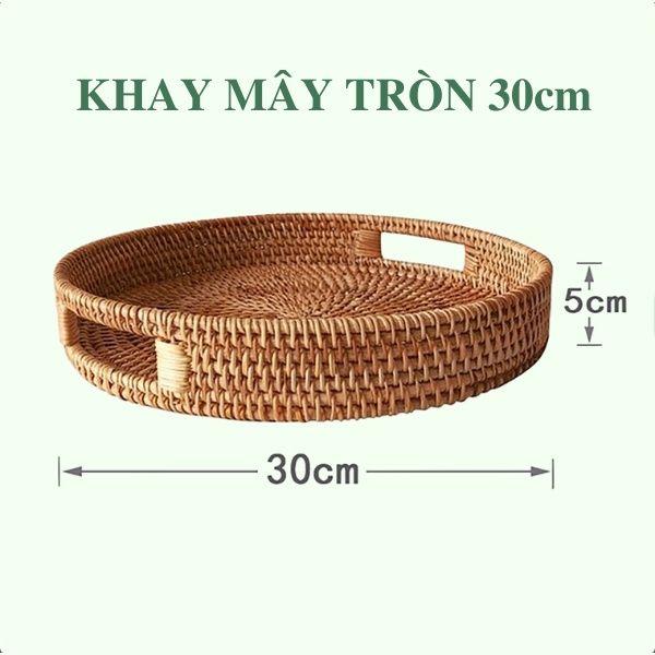 Khay Mây Tròn Lớn 30cm/ 35cm Trang Trí Bàn Ăn - Rattan Tray | Tre Việt