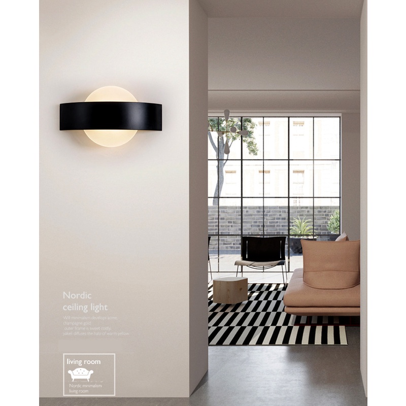 Đèn LED Treo Tường Hình Tròn / Vuông Phong Cách Bắc Âu Độc Đáo Trang Trí Nhà Cửa