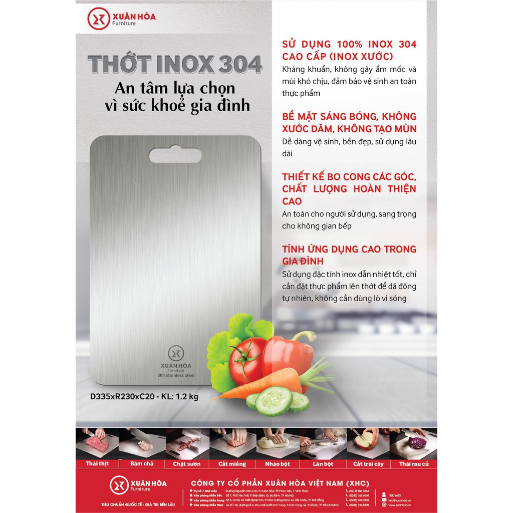 Thớt INOX 304 - Đồ Gia Dụng Xuân Hòa Cao Cấp