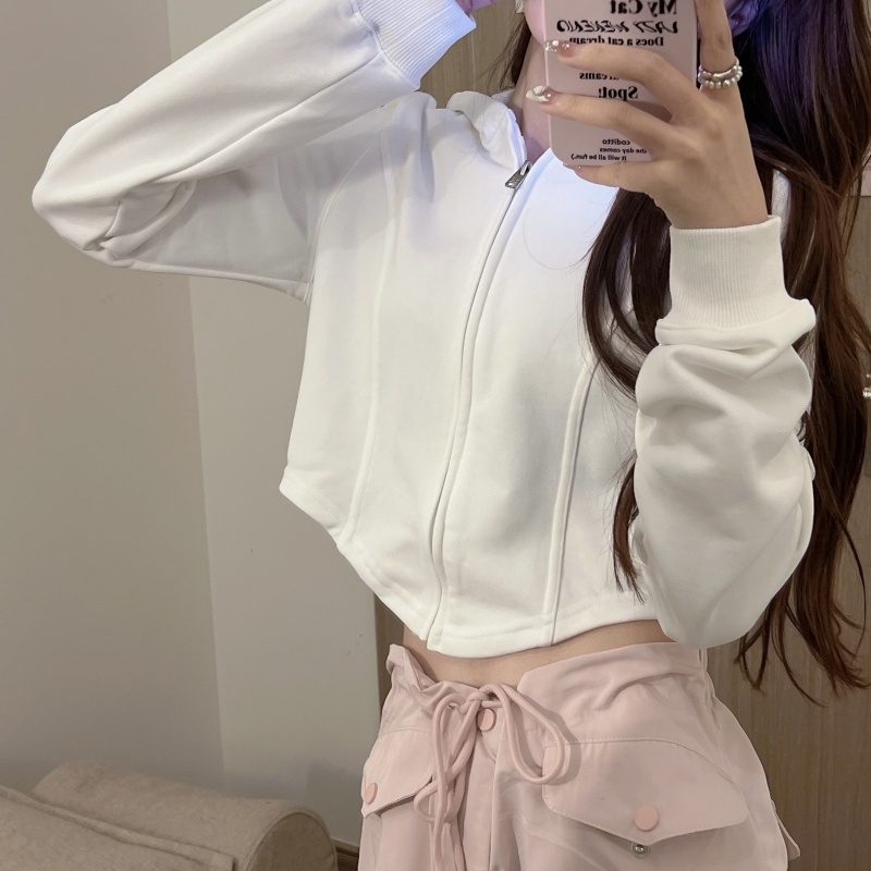 Áo hoodie ZHELIHANGFEI dáng ngắn tay dài phong cách quyến rũ thời trang cho nữ