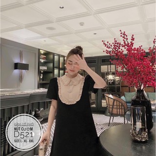 Bigsize Đầm cổ phối nút cườm D521