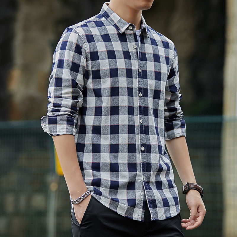 Áo Sơ Mi Cotton Lụa Lạnh Tay Dài Dáng Ôm Thời Trang Nam Giới