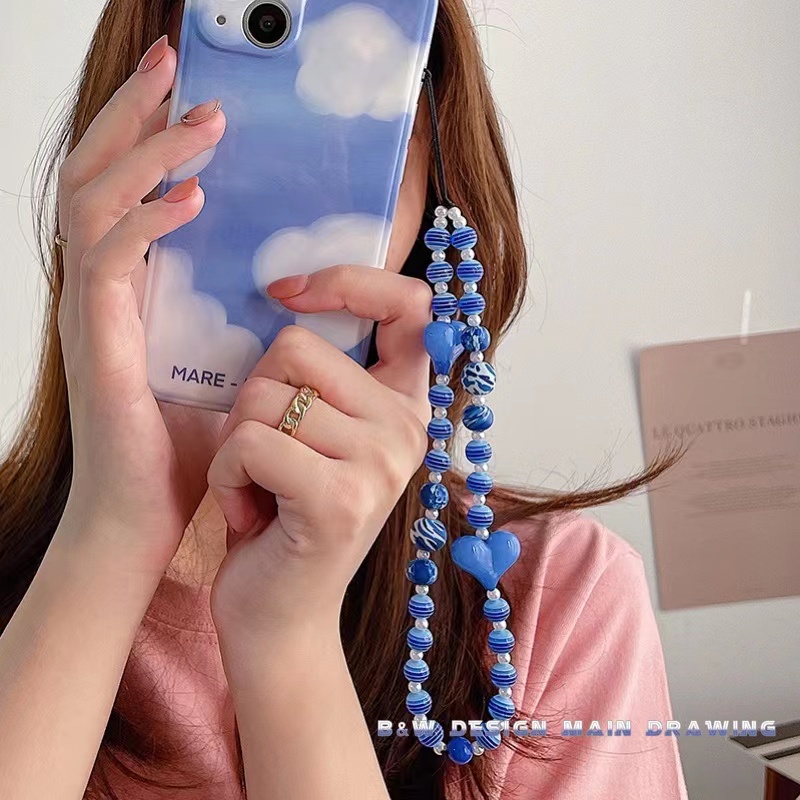 Dây Đeo Điện Thoại Chuỗi Hạt Hình Trái Tim Nhiều Màu Xinh Xắn
