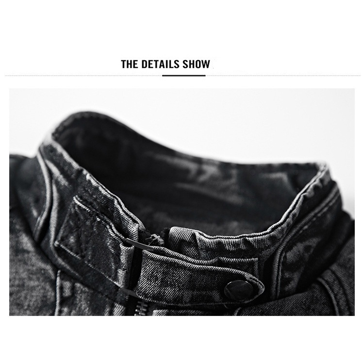 Áo Khoác denim Trơn Màu Thời Trang Thu Đông retro Dành Cho Nam