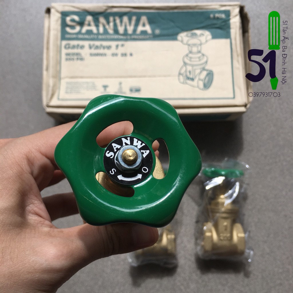 Van cửa đồng Sanwa cỡ ren 26 (hoặc cỡ ren 34) | Van cổng đồng tay vặn