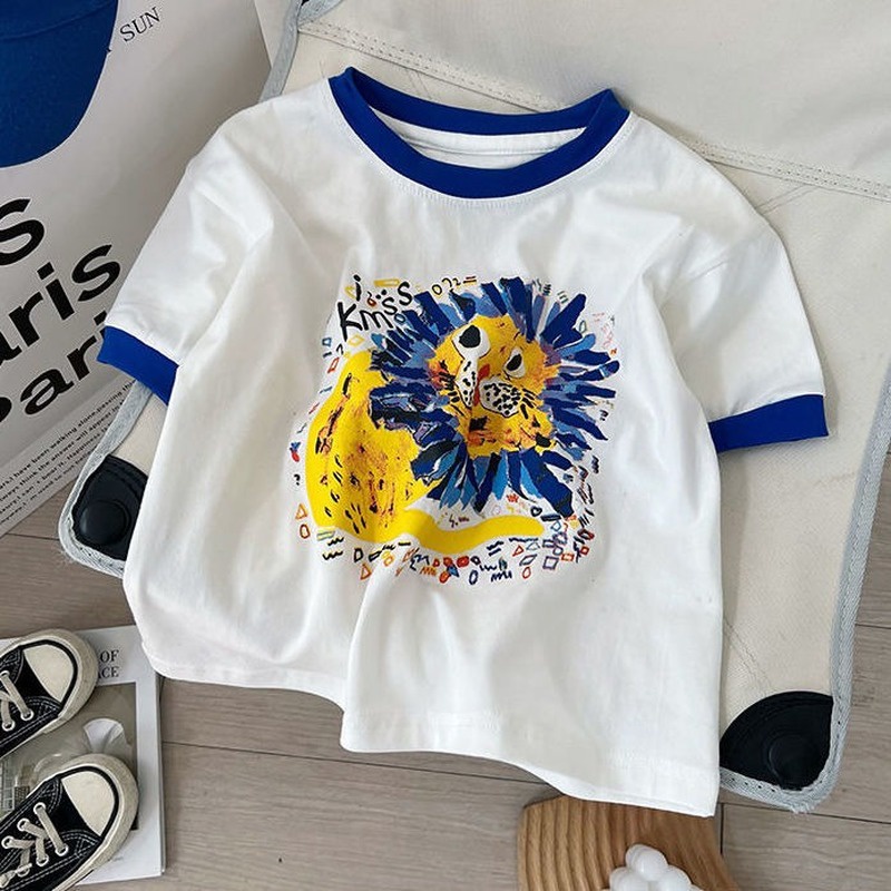Áo Thun Cotton Mỏng Tay Ngắn In Họa Tiết Hoạt Hình Thời Trang Mùa Hè Cho Bé Trai