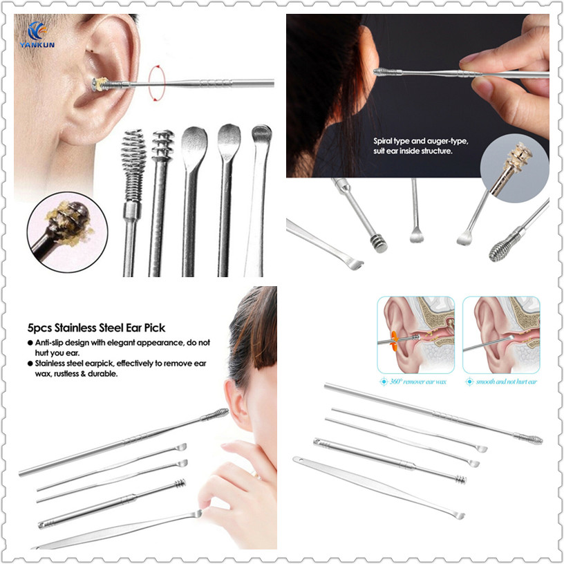 [Hàng mới về] Set 5 dụng cụ lấy ráy tai bằng thép không gỉ A45