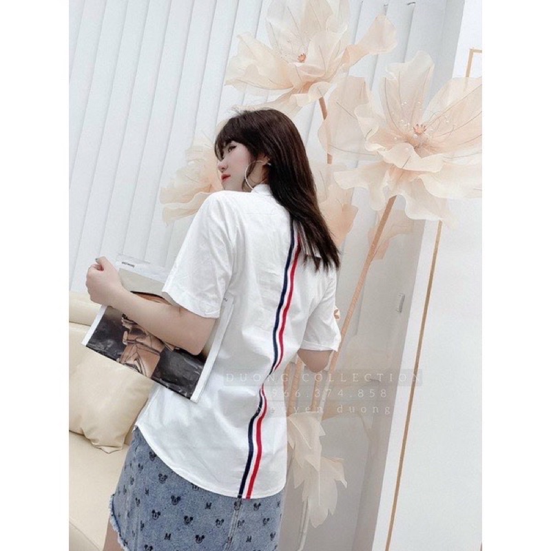 Áo sơ mi thom nơ túi trắng đỏ TTA867